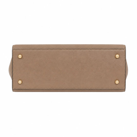 Bagvi Taupe Faux Leather Structured Handbag
