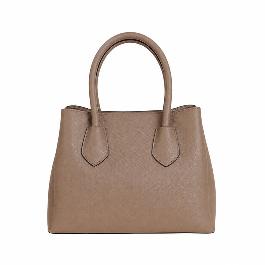 Bagvi Taupe Faux Leather Structured Tote Handbag
