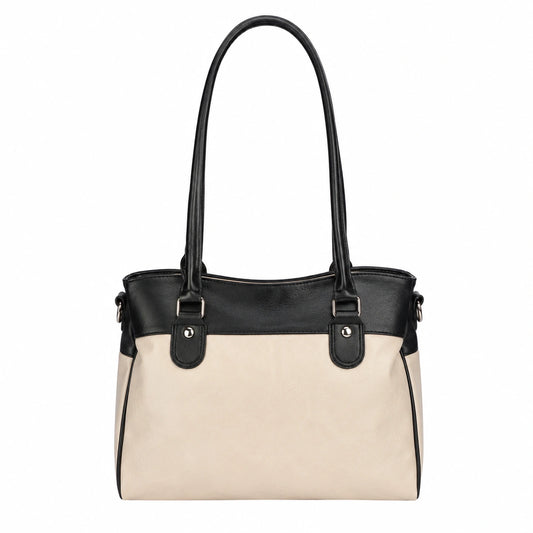 Bagvi Beige Faux Leather Shoulder Handbag