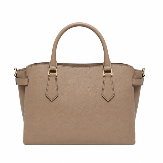 Bagvi Taupe Faux Leather Structured Handbag