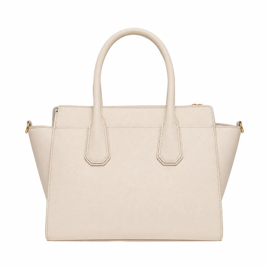 Bagvi Beige Faux Leather Structured Tote Handbag