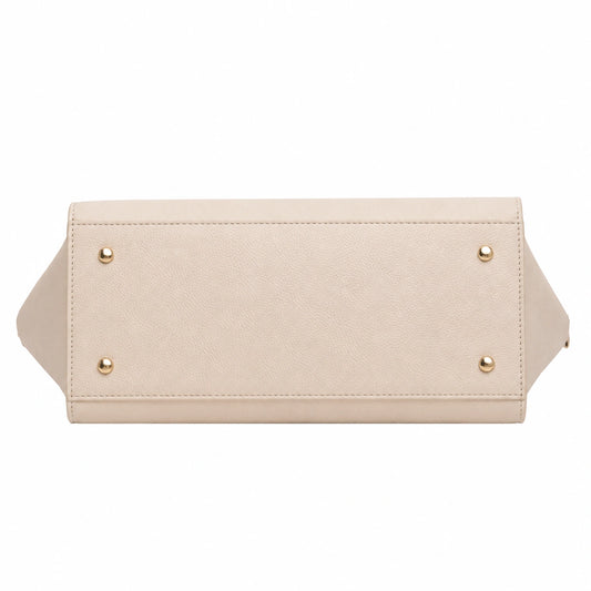 Bagvi Beige Faux Leather Structured Tote Handbag